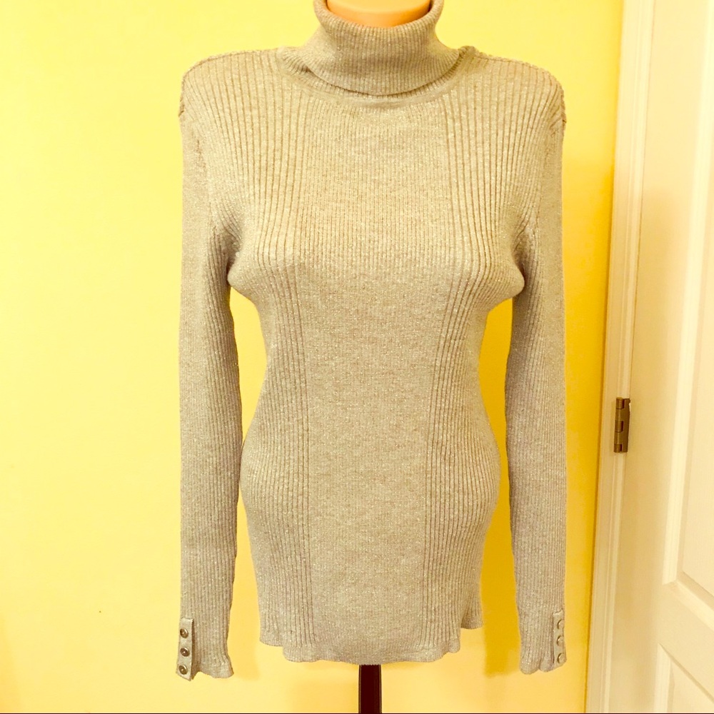 Valerie Stevens sparkle Gray Turtleneck